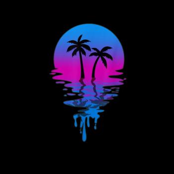 Vintage Retro Sunset Palm Tree