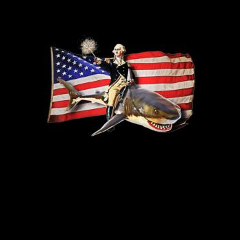 Washington Riding Shark Funny July 4th American Fl