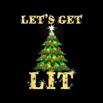 Lets Get Lit Drinking Funny Christmas