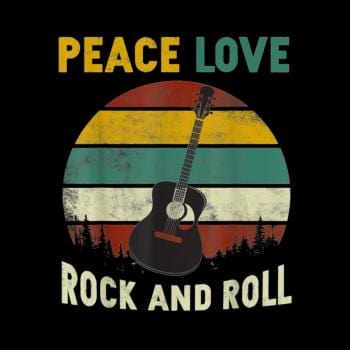 Peace Love Rock And Roll Guitar Retro Vintage