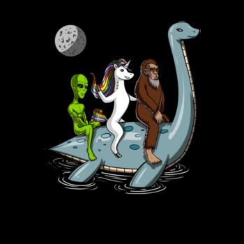 Alien Unicorn Bigfoot Ridding Loch Ness