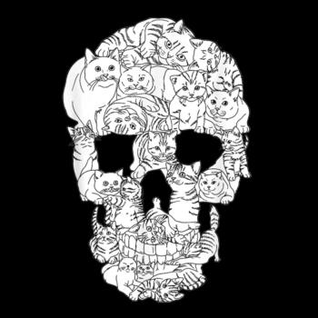 Cat Skull Halloween Funny Goth Punk Emo Graphic Gi