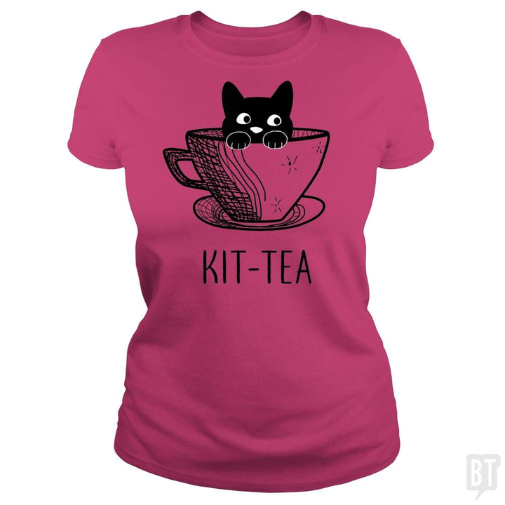 SunFrog-Busted Adames Classic Ladies Tee / Heliconia / S Kit-Tea Funny Cat Lover