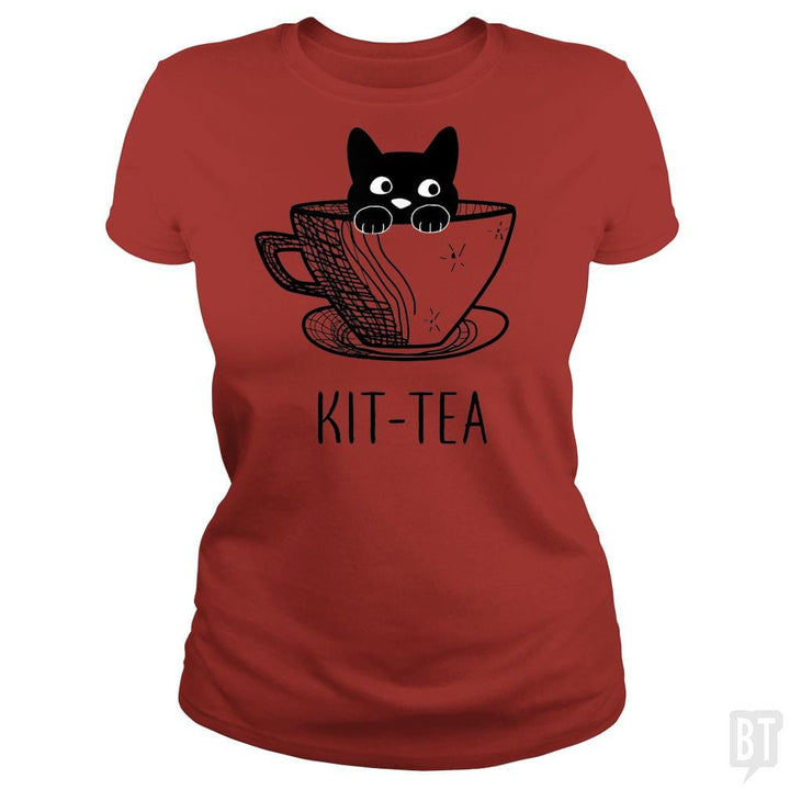 SunFrog-Busted Adames Classic Ladies Tee / Red / S Kit-Tea Funny Cat Lover