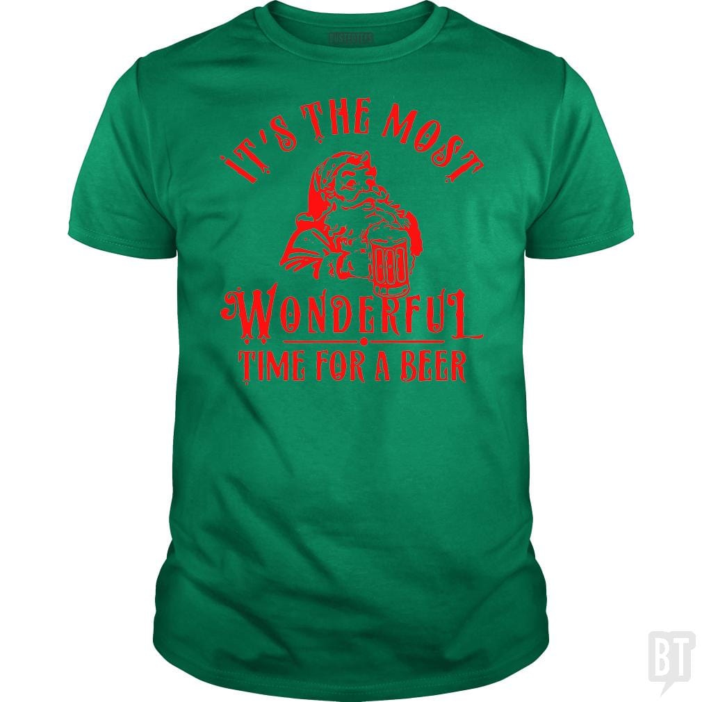 SunFrog-Busted Alvian Classic Guys / Unisex Tee / Irish Green / S Santa Claus It's The Most Wonderful Time For A Bee