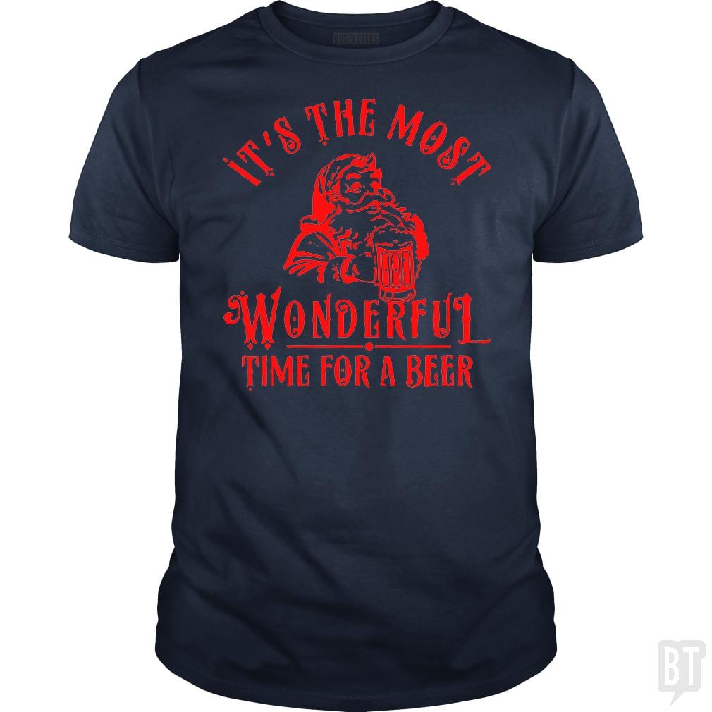 SunFrog-Busted Alvian Classic Guys / Unisex Tee / Navy Blue / S Santa Claus It's The Most Wonderful Time For A Bee