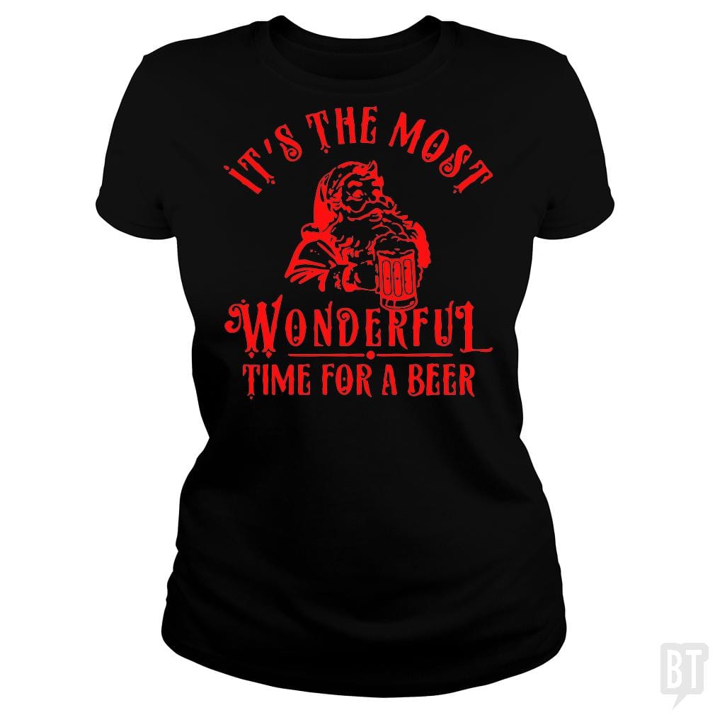 SunFrog-Busted Alvian Classic Ladies Tee / Black / S Santa Claus It's The Most Wonderful Time For A Bee