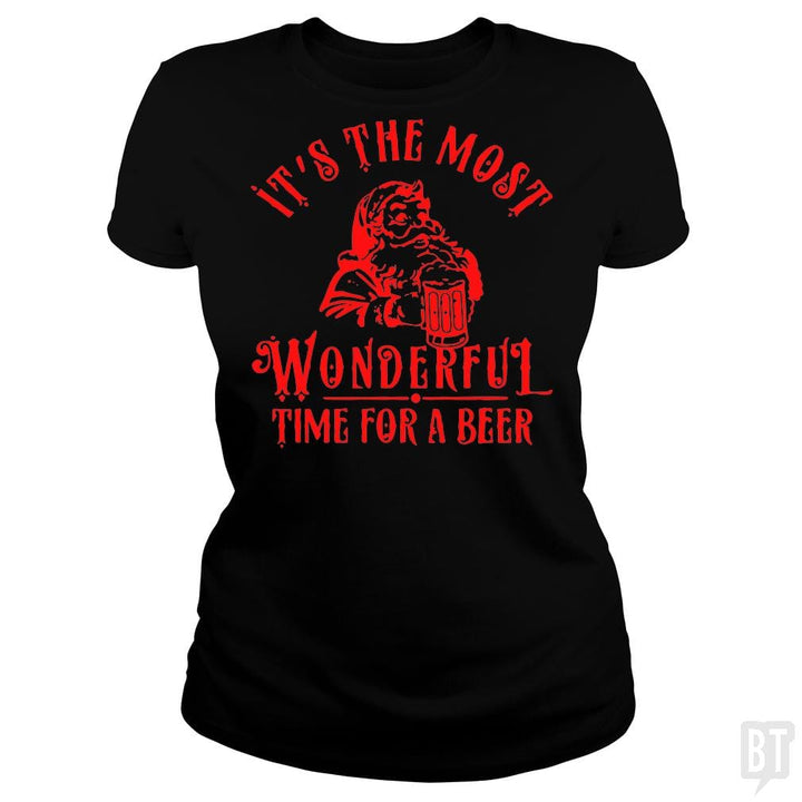 SunFrog-Busted Alvian Classic Ladies Tee / Black / S Santa Claus It's The Most Wonderful Time For A Bee