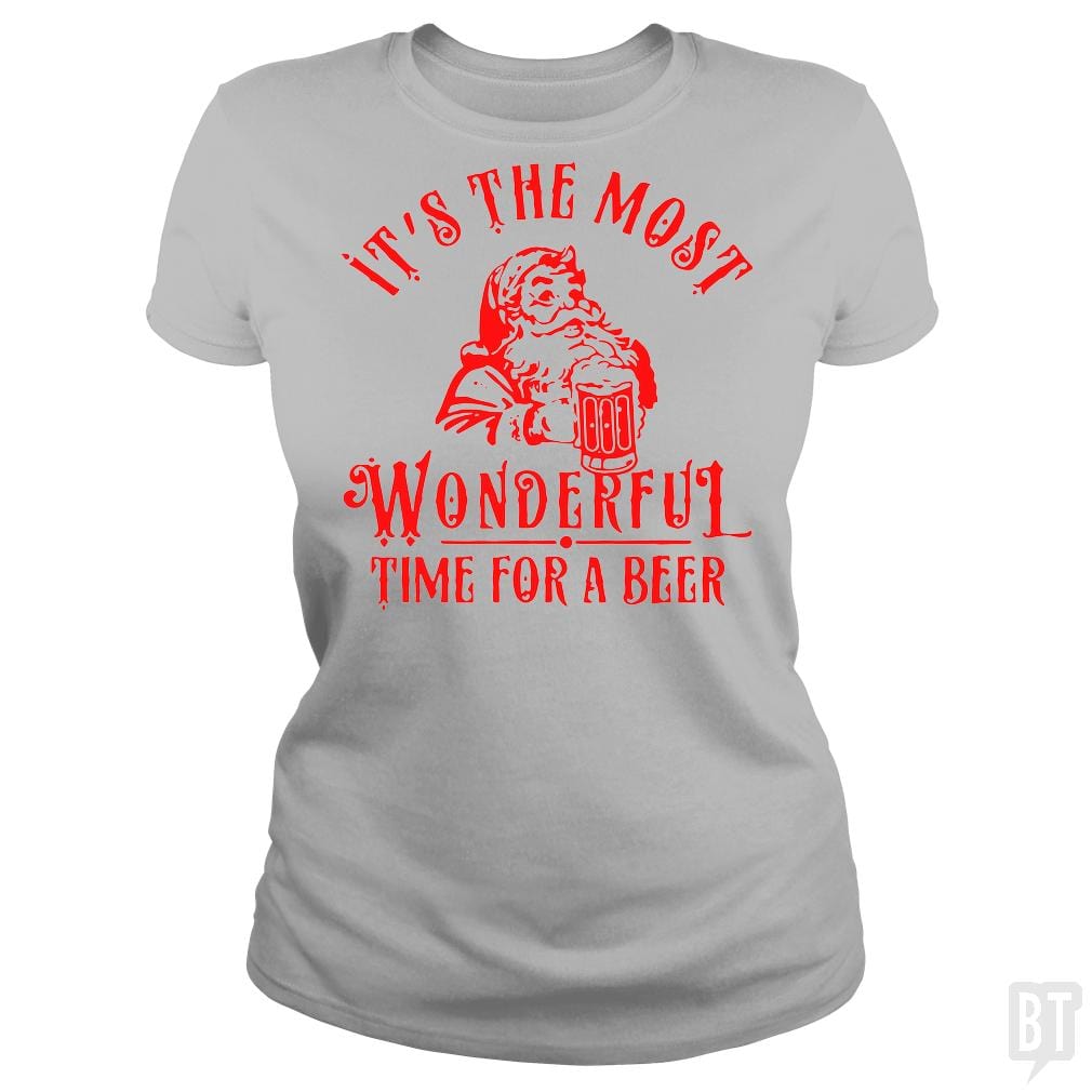 SunFrog-Busted Alvian Classic Ladies Tee / Sport Grey / S Santa Claus It's The Most Wonderful Time For A Bee