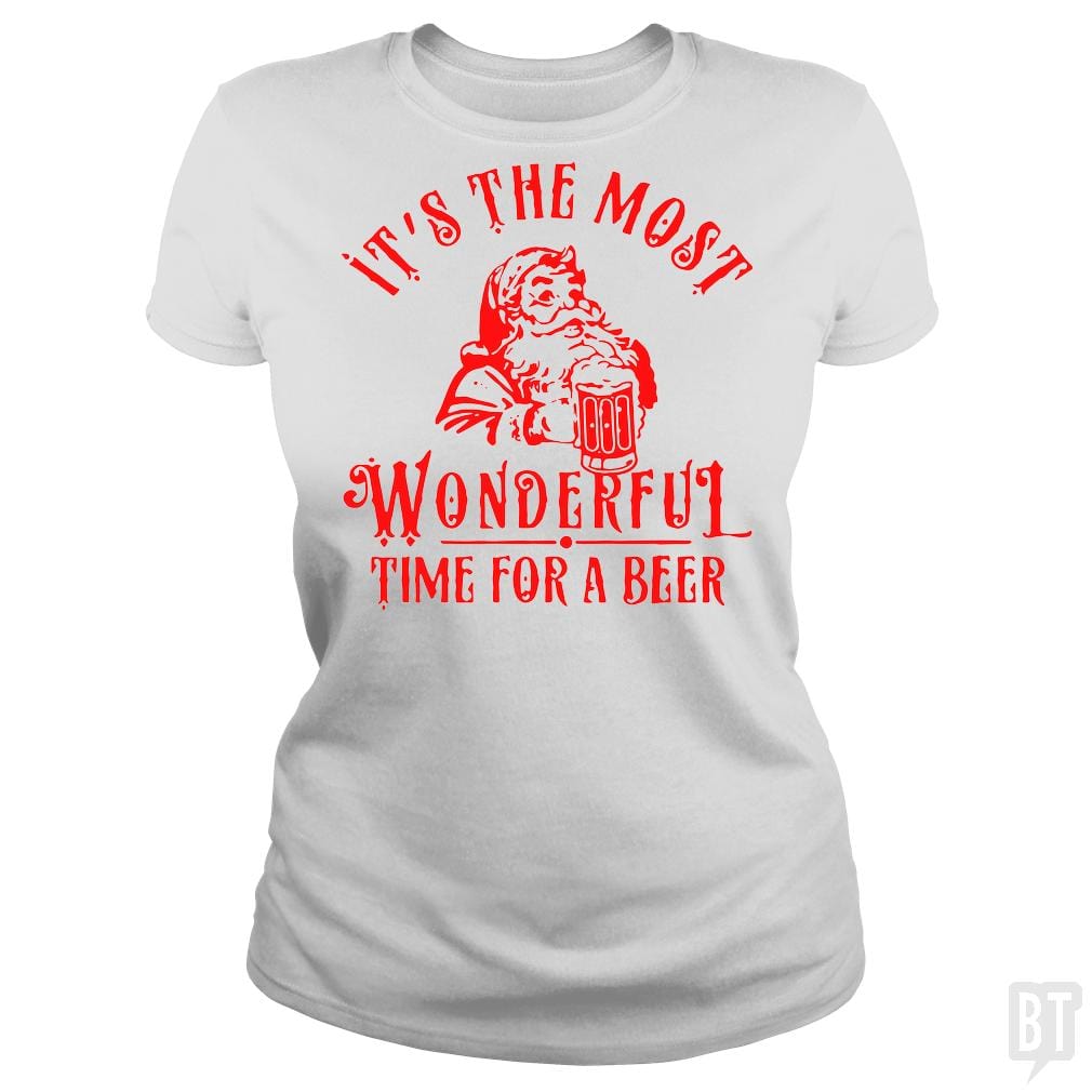 SunFrog-Busted Alvian Classic Ladies Tee / White / S Santa Claus It's The Most Wonderful Time For A Bee