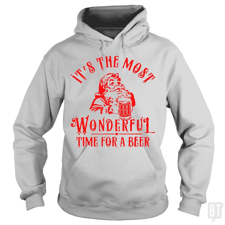 SunFrog-Busted Alvian Hoodie / Sport Grey / S Santa Claus It's The Most Wonderful Time For A Bee