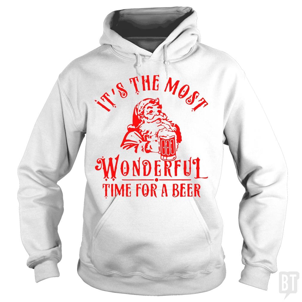 SunFrog-Busted Alvian Hoodie / White / S Santa Claus It's The Most Wonderful Time For A Bee