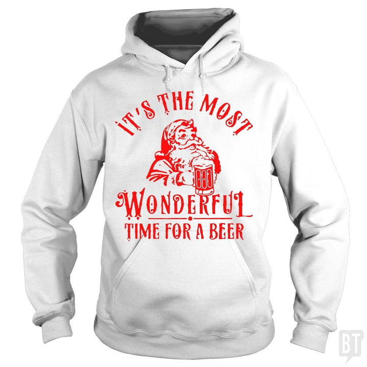 SunFrog-Busted Alvian Hoodie / White / S Santa Claus It's The Most Wonderful Time For A Bee