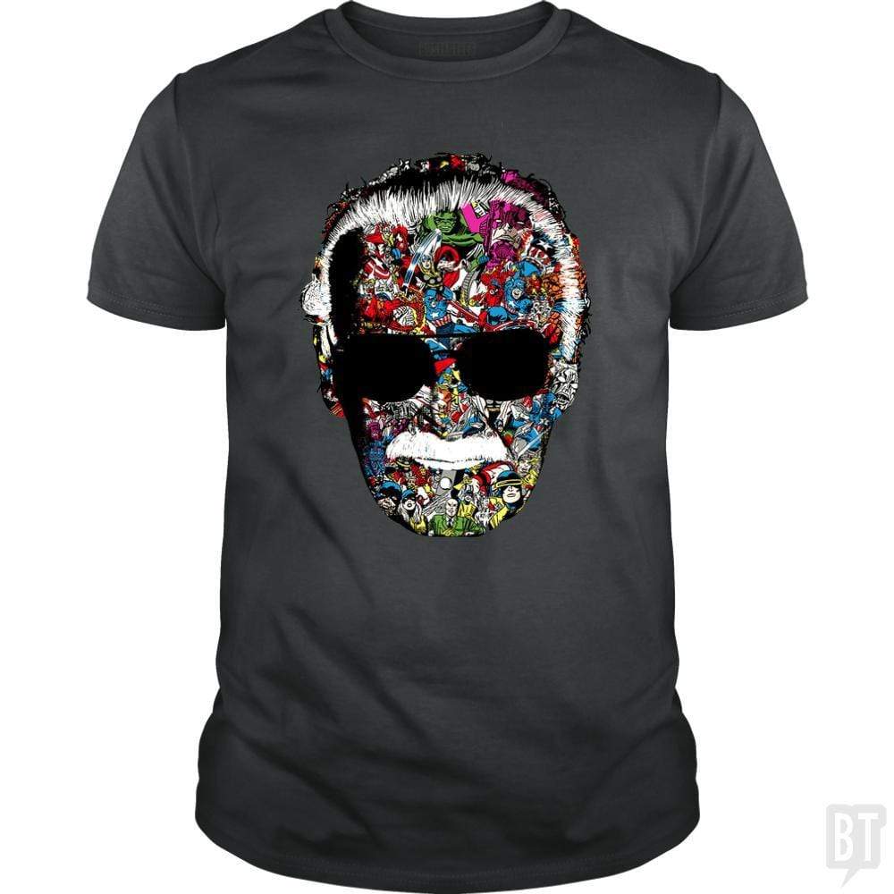 SunFrog-Busted Anjaka Classic Guys / Unisex Tee / Dark Heather / S Stan Lee Man of Many Faces Shirt