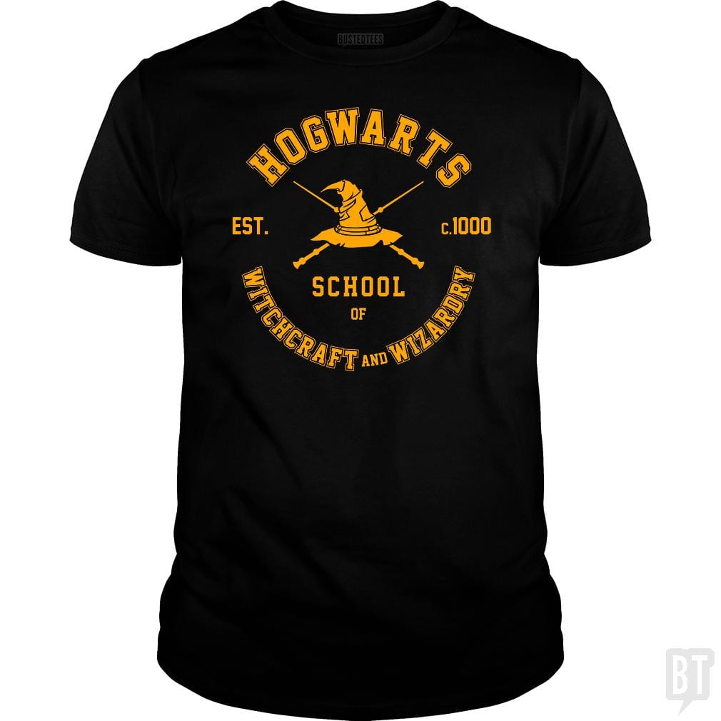 SunFrog-Busted Artpunk101 Classic Guys / Unisex Tee / Black / S Hogwarts - School of Witchcraft and Wizardry