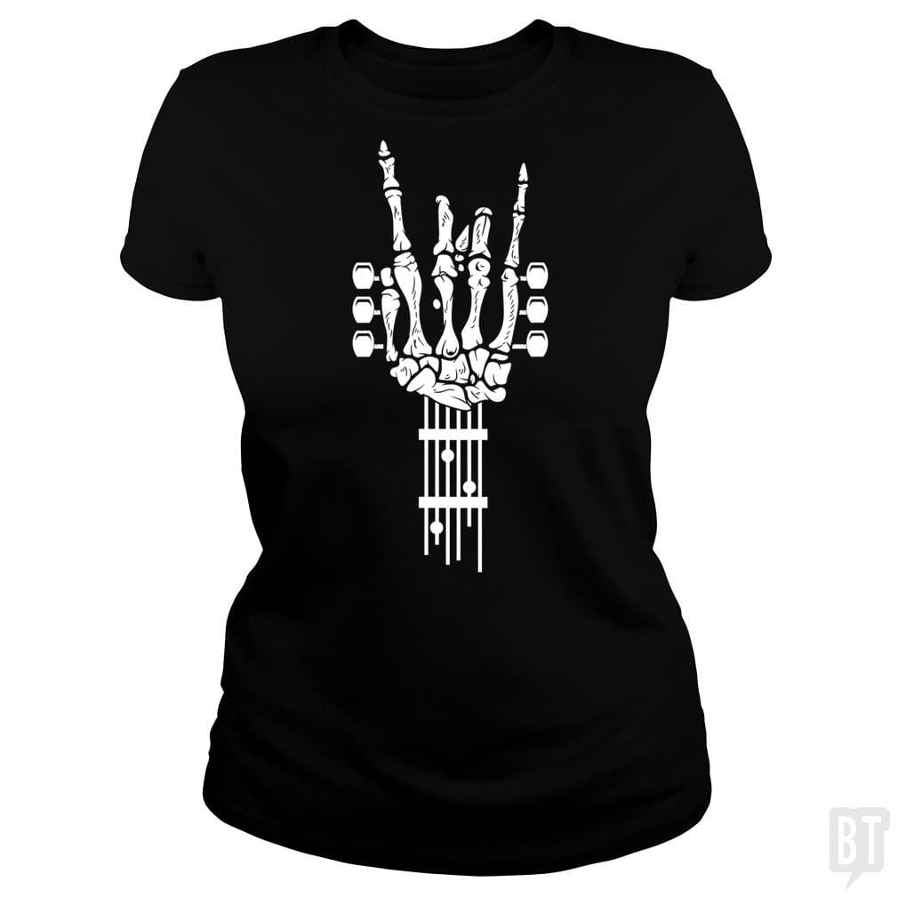 SunFrog-Busted Barrett Classic Ladies Tee / Black / S Rock & Roll Skeleton Guitar Music Lover Gift