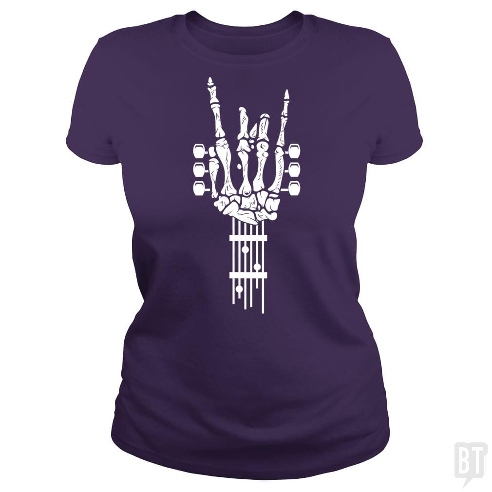 SunFrog-Busted Barrett Classic Ladies Tee / Purple / S Rock & Roll Skeleton Guitar Music Lover Gift