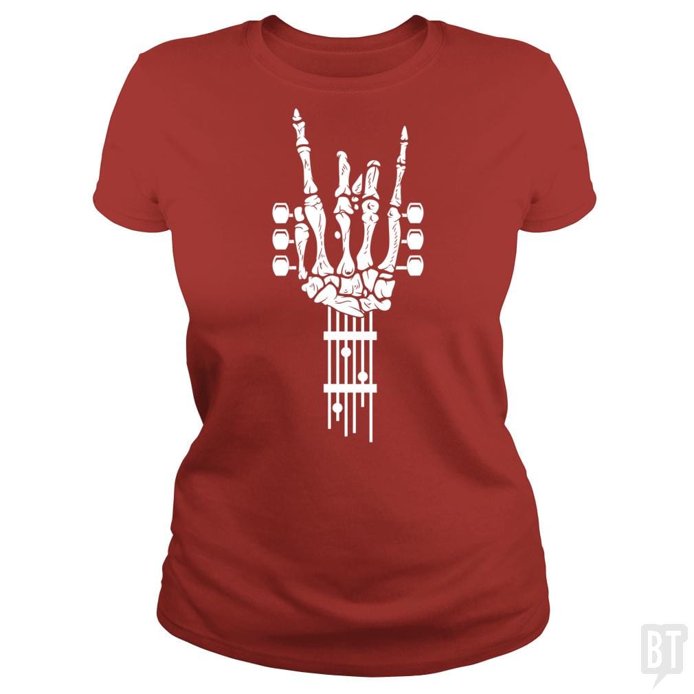 SunFrog-Busted Barrett Classic Ladies Tee / Red / S Rock & Roll Skeleton Guitar Music Lover Gift