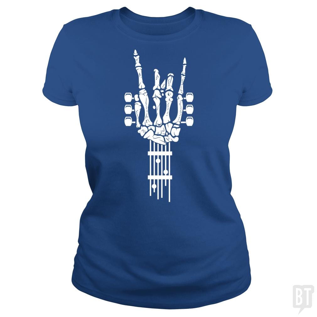 SunFrog-Busted Barrett Classic Ladies Tee / Royal Blue / S Rock & Roll Skeleton Guitar Music Lover Gift