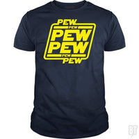 Load image into Gallery viewer, SunFrog-Busted Bomdesignz Classic Guys / Unisex Tee / Navy Blue / S PEW PEW
