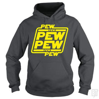 Load image into Gallery viewer, SunFrog-Busted Bomdesignz Hoodie / Dark Heather / S PEW PEW
