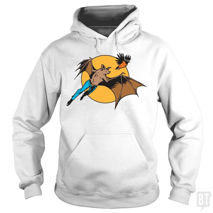 SunFrog-Busted BustedTees Hoodie / White / S Bat Man and Robin