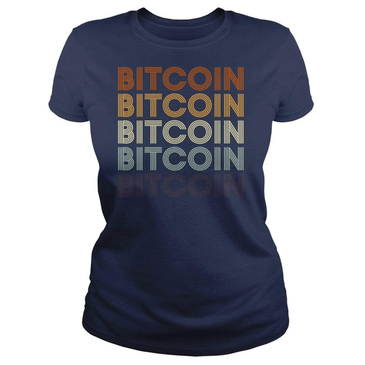 SunFrog-Busted BustedTees Classic Ladies Tee / Navy / S Bitcoin Retro