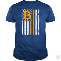 Load image into Gallery viewer, SunFrog-Busted BustedTees Classic Guys / Unisex Tee / Royal Blue / S Bitcoin US Flag
