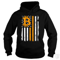 Load image into Gallery viewer, SunFrog-Busted BustedTees Hoodie / Black / S Bitcoin US Flag
