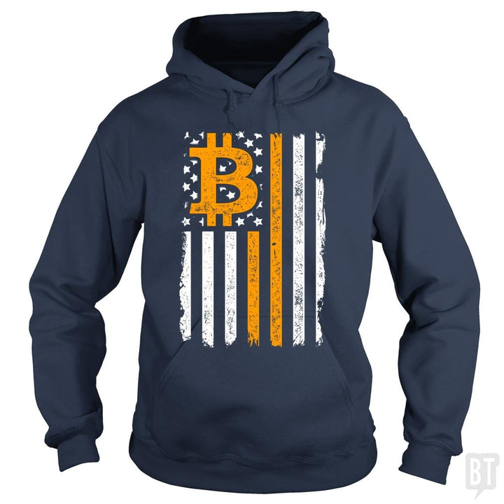 SunFrog-Busted BustedTees Hoodie / Navy Blue / S Bitcoin US Flag