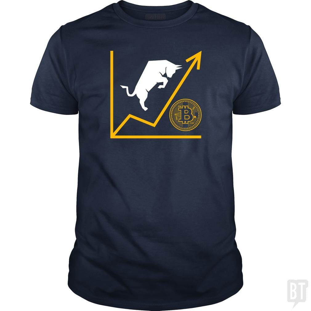 SunFrog-Busted BustedTees Classic Guys / Unisex Tee / Navy Blue / S Bull Bitcoin