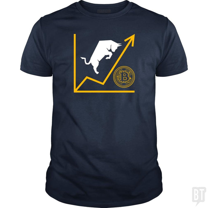 SunFrog-Busted BustedTees Classic Guys / Unisex Tee / Navy Blue / S Bull Bitcoin
