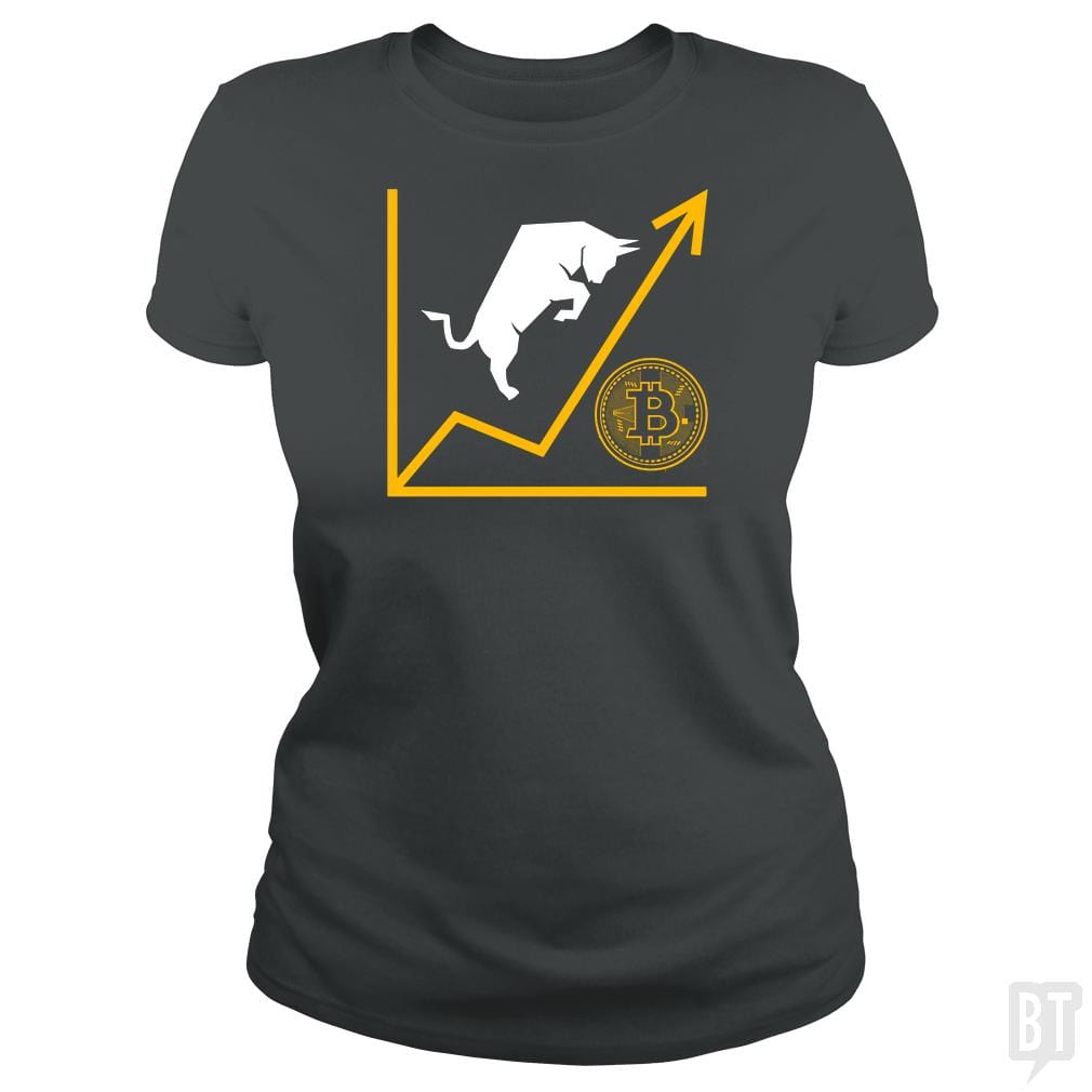 SunFrog-Busted BustedTees Classic Ladies Tee / Dark Heather / S Bull Bitcoin