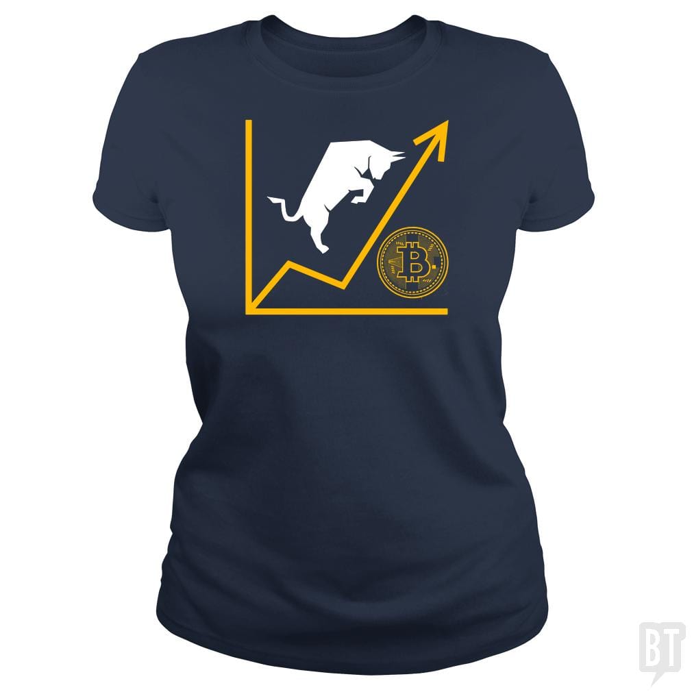 SunFrog-Busted BustedTees Classic Ladies Tee / Navy Blue / S Bull Bitcoin
