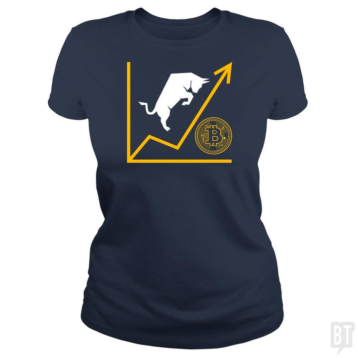 SunFrog-Busted BustedTees Classic Ladies Tee / Navy Blue / S Bull Bitcoin