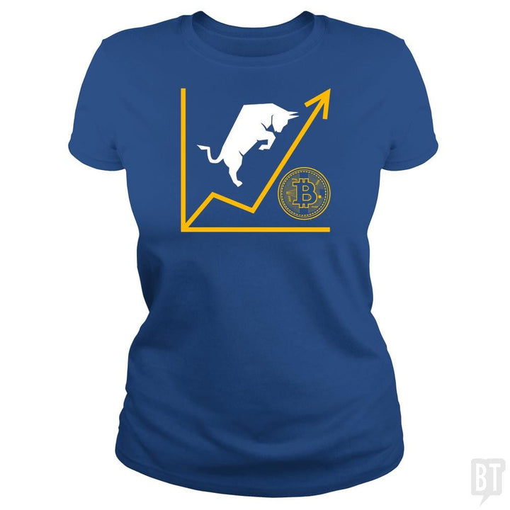 SunFrog-Busted BustedTees Classic Ladies Tee / Royal Blue / S Bull Bitcoin