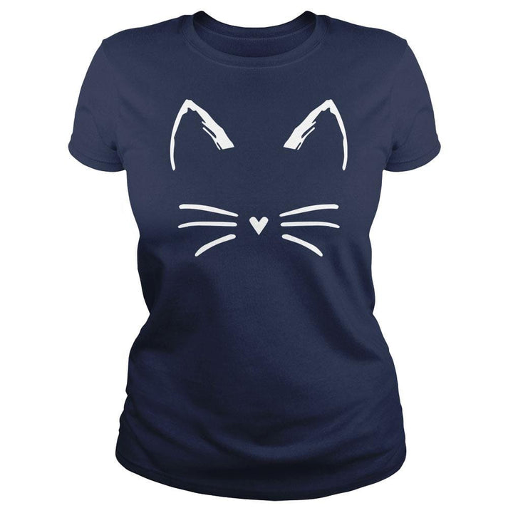 SunFrog-Busted BustedTees Classic Ladies Tee / Navy Blue / S Cat Face