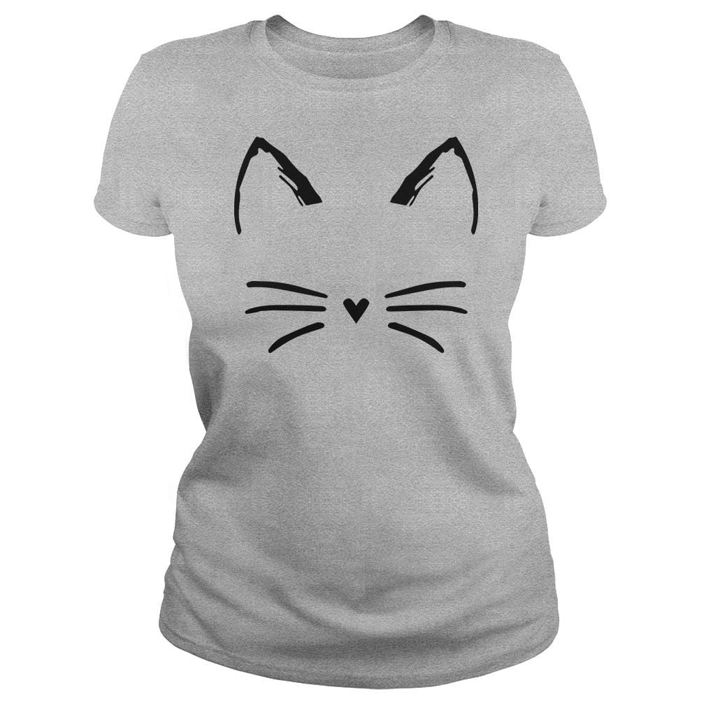 SunFrog-Busted BustedTees Classic Ladies Tee / Sport Grey / S Cat Face