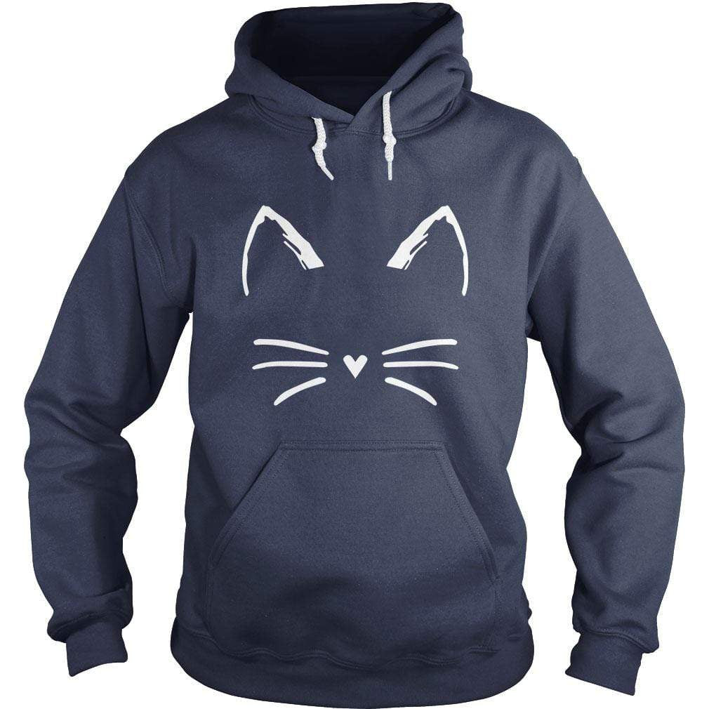 SunFrog-Busted BustedTees Hoodie / Navy Blue / S Cat Face