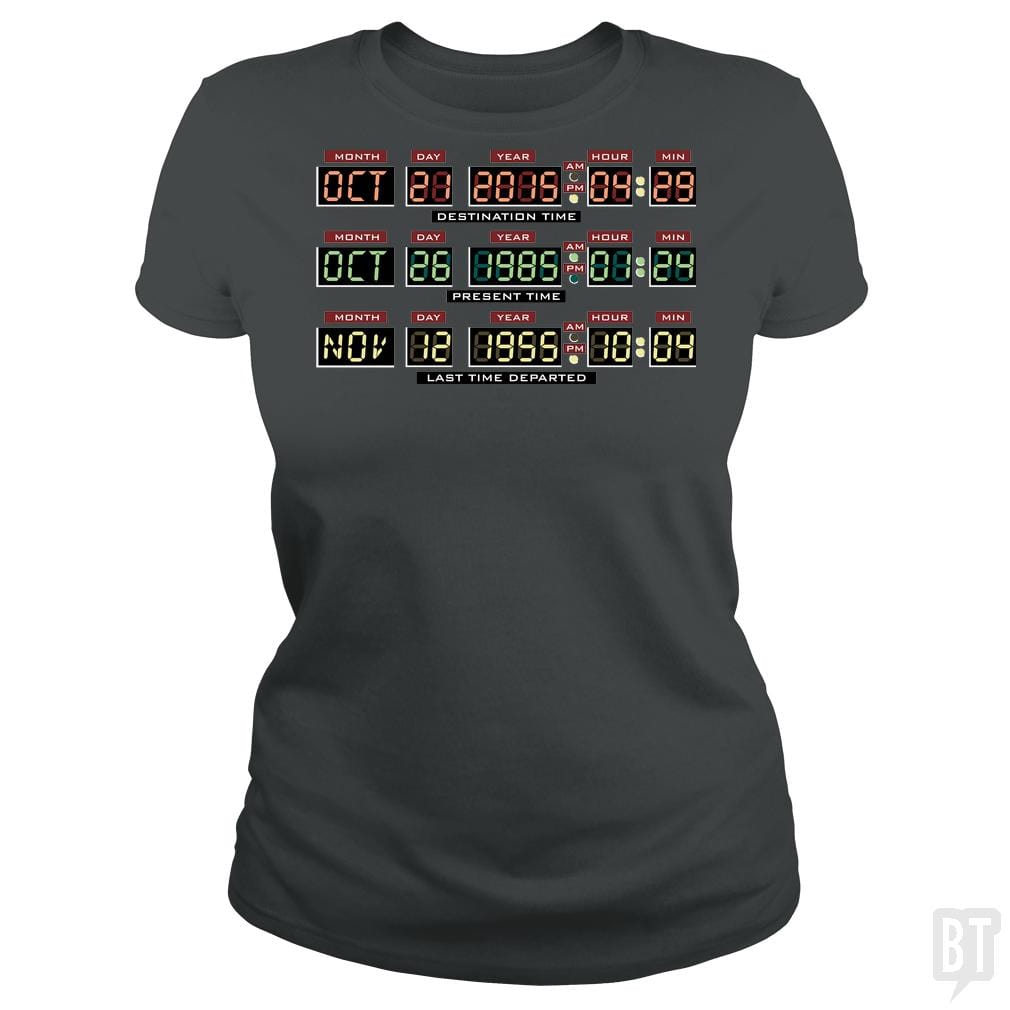SunFrog-Busted BustedTees Classic Ladies Tee / Dark Heather / S Delorean Dashboard