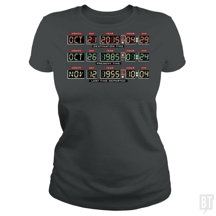 SunFrog-Busted BustedTees Classic Ladies Tee / Dark Heather / S Delorean Dashboard
