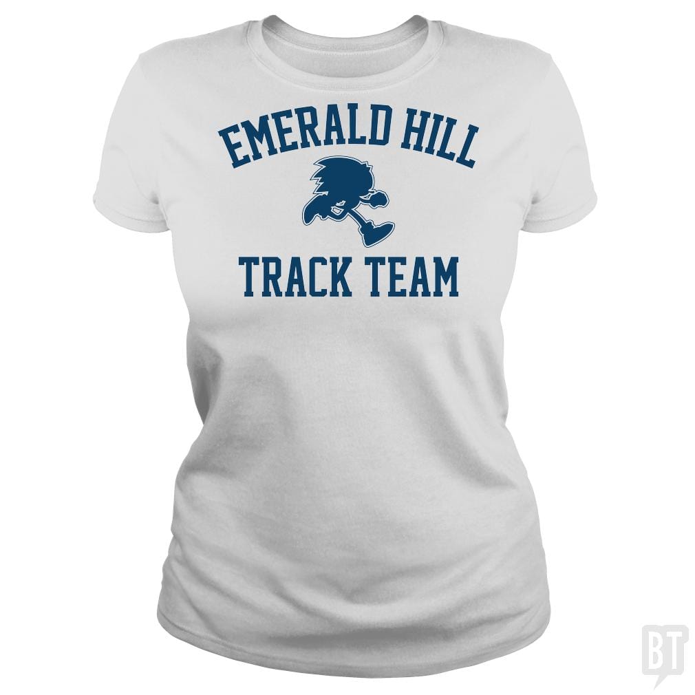 SunFrog-Busted BustedTees Classic Ladies Tee / White / S Emerald Hill Track Team