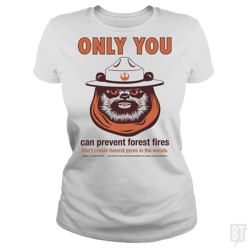 SunFrog-Busted BustedTees Classic Ladies Tee / White / S Ewok PSA