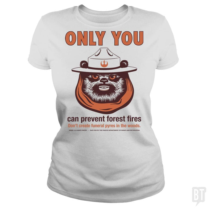 SunFrog-Busted BustedTees Classic Ladies Tee / White / S Ewok PSA