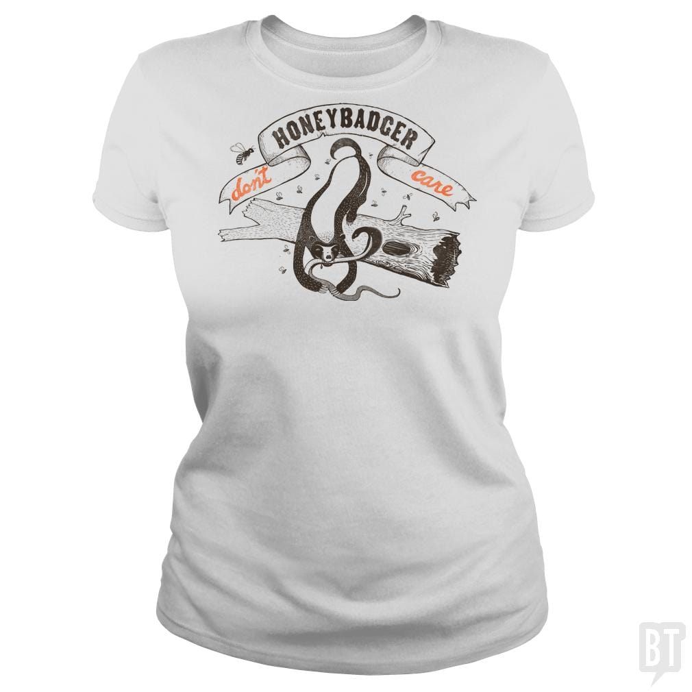 SunFrog-Busted BustedTees Classic Ladies Tee / White / S Honey Badger