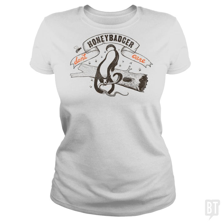 SunFrog-Busted BustedTees Classic Ladies Tee / White / S Honey Badger