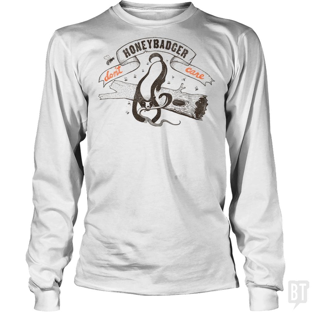 SunFrog-Busted BustedTees Long Tee / White / S Honey Badger