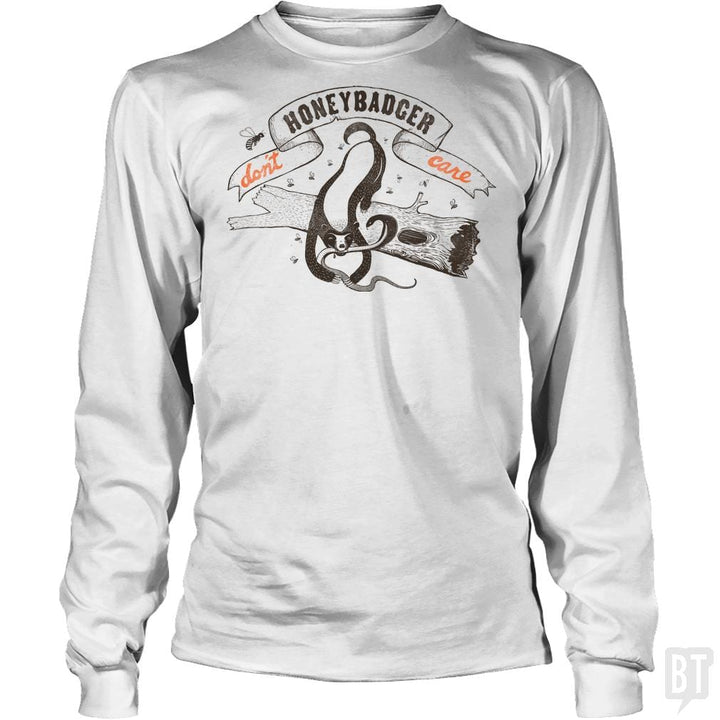 SunFrog-Busted BustedTees Long Tee / White / S Honey Badger