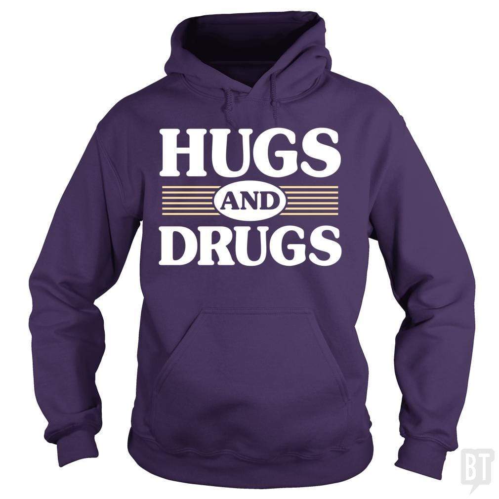 SunFrog-Busted BustedTees Hoodie / Purple / S Hugs and Drugs