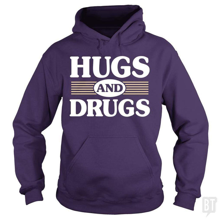 SunFrog-Busted BustedTees Hoodie / Purple / S Hugs and Drugs